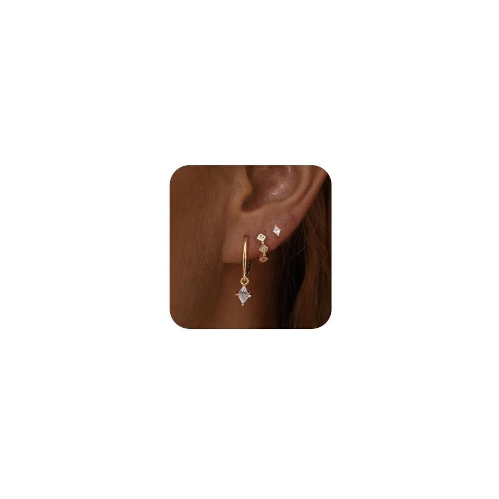 14K Gold Plated Huggie Hoop Earrings Dainty Stack Hypoallergenic Minimal